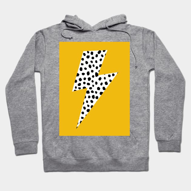 Black and white Spotty Lightning Bolt on Mustard Yellow Hoodie by OneThreeSix